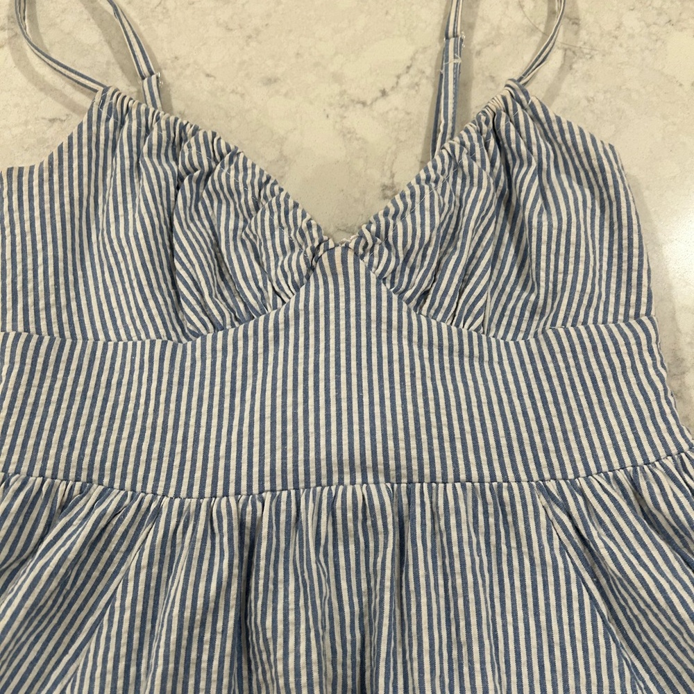 AQUA Seersucker baby doll style sundress